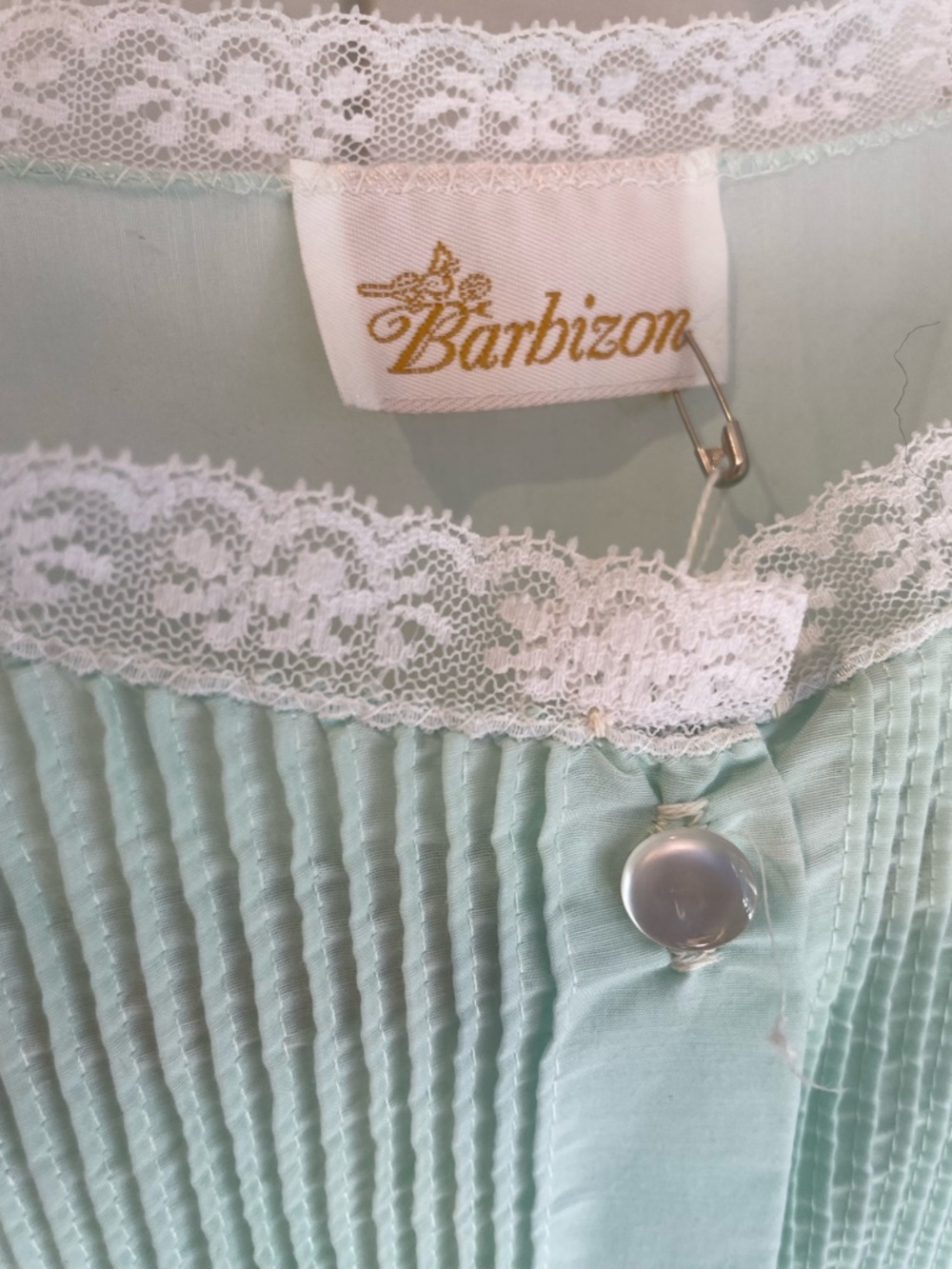 Vintage Barbizon Mint Lace-Trim Nightgown